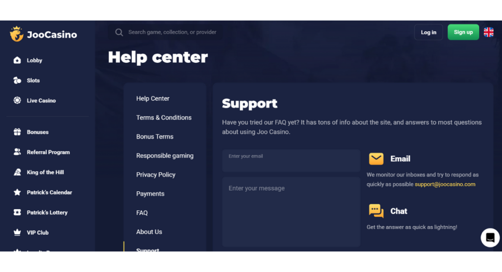 Joocasino Help Center