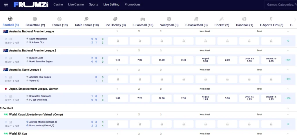 Frumzi Live Betting