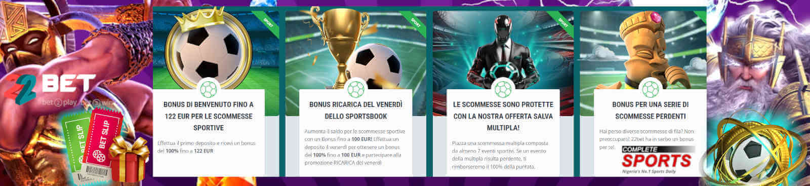 Siti di scommesse senza documenti: 22bet