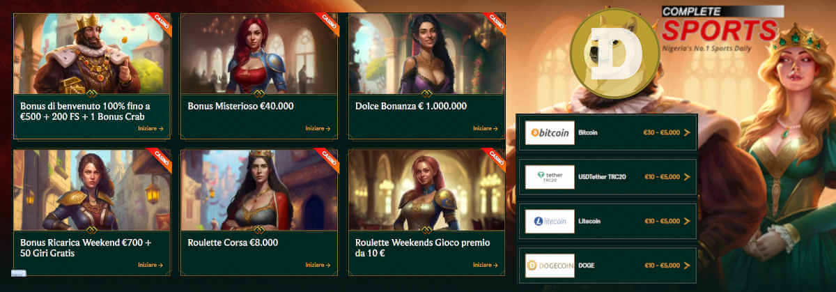 Casinia Sito di gioco Dogecoin