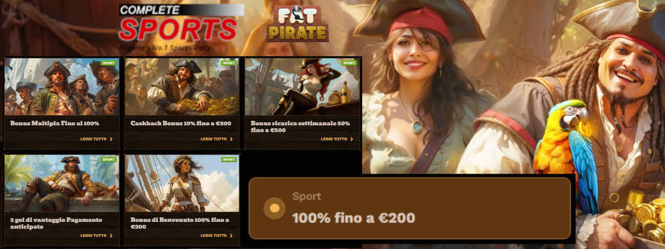 Fat Pirate sito di scommesse che non limita