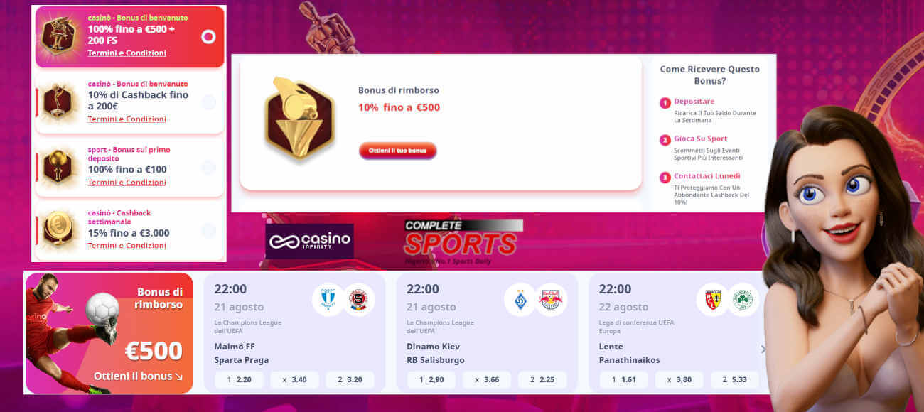 Casino Infinity: miglior sito di scommesse sportive senza limiti