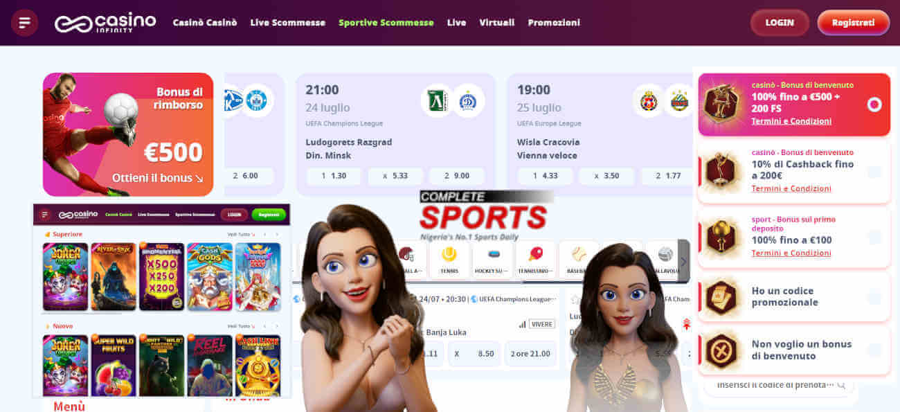 Infinity casino e sito scommesse