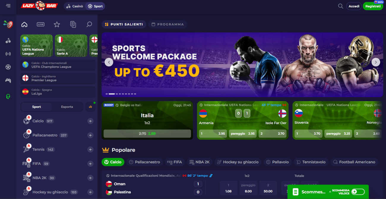 LazyBar sito scommesse straniero