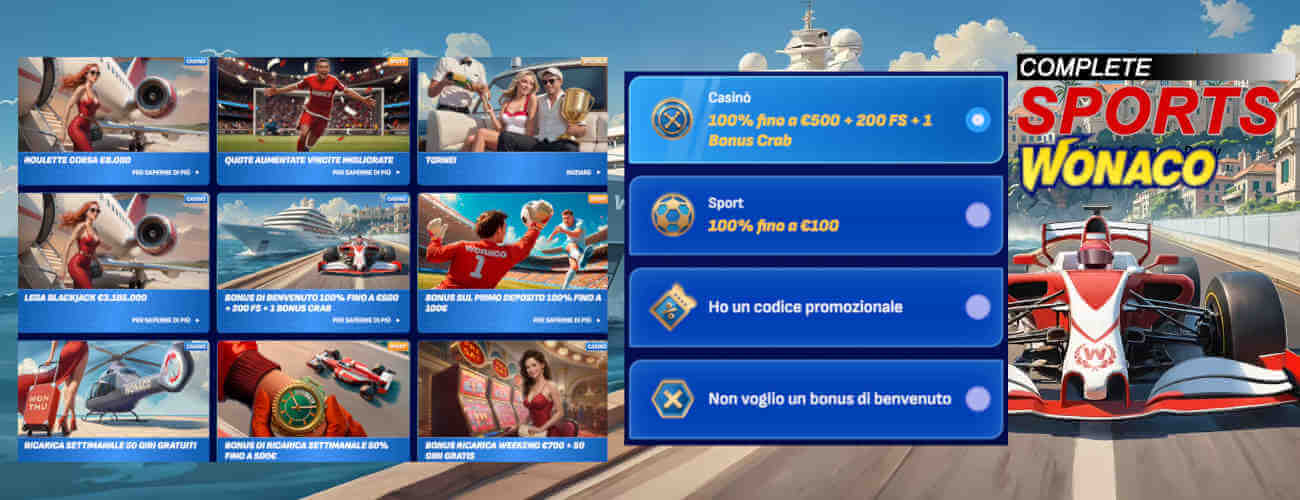 Wonaco bonus benvenuto casino