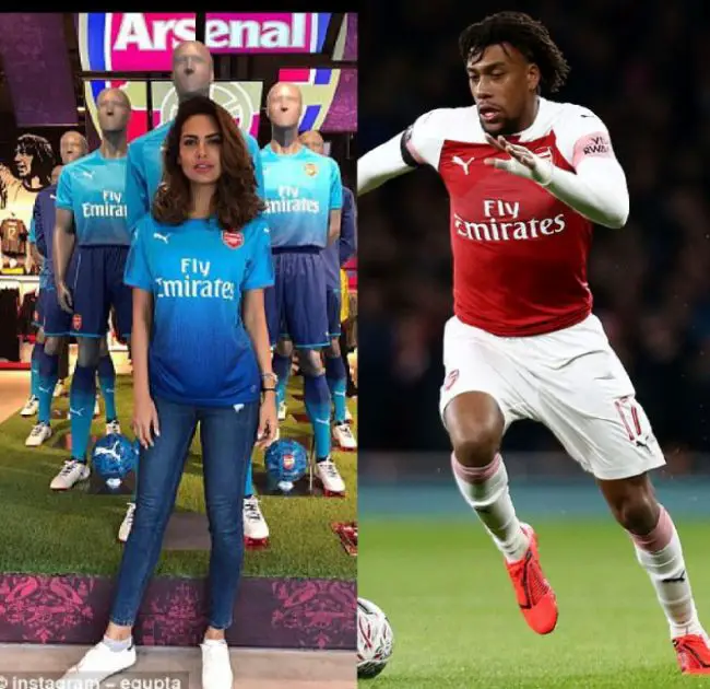 esha-gupta-alex-iwobi-arsenal-bollywood-premier-league