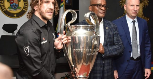 Puyol, Okocha Visit Ambode As Heineken Thrill Fans On Day Two Of UEFA Champions League Tour