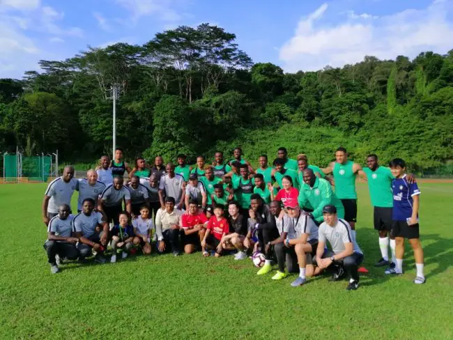 School Children Watch Super Eagles First training session in Singapore