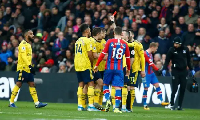 Aubameyang's Red Card Against Crystal Palace Upheld