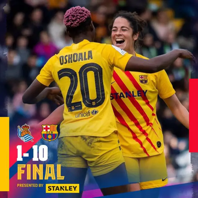 Spanish Super Cup : Oshoala Bags Brace As Barcelona Thrash Sociedad