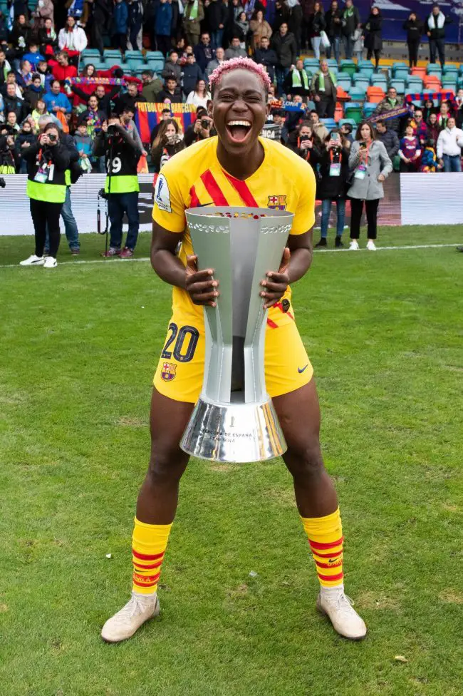 Oshoala Celebrates Barcelona Ladies Super Cup Win Vs Real Sociedad