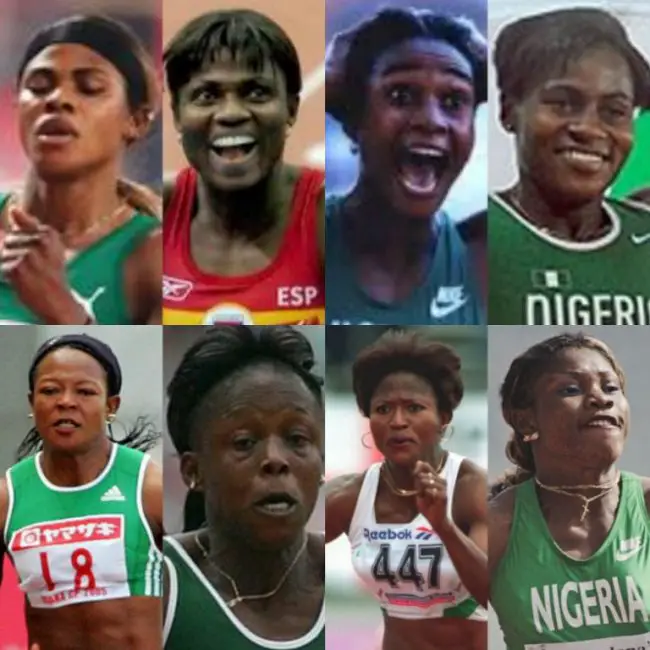 nigeria-track-and-field-blessing-okagbare-gloria-alozie-mary-onyali-damola-osayomi