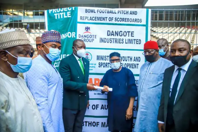 aliko-dangote-group-moshood-abiola-national-stadium-abuja-minister-of-youth-and-sports-development-sunday-dare