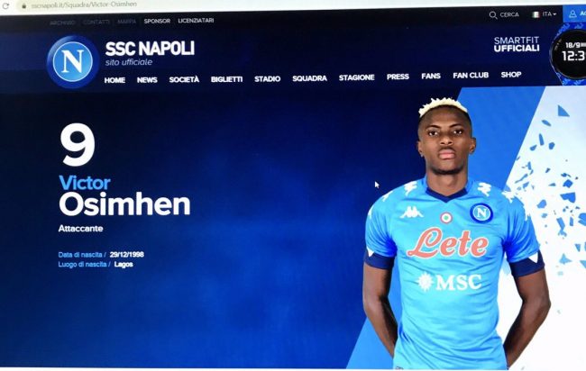 Osimhen Handed Napoli's Number 9 Shirt