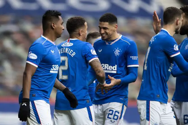 Balogun Celebrates Rangers Win Vs Aberdeen