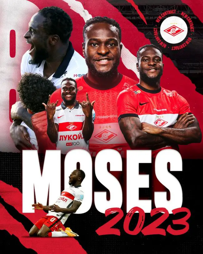 ​Chelsea announced on Friday that Nigeria winger Victor Moses would be completing a permanent transfer to Spartak Moscow , ending a nine- year spell in West London. Moses penned a two-year contract with Spartak Moscow after spending time on loan with the club last season. The 30-year-old scored four goals and recorded two assists in 19 league appearances for Spartak last season. “After nine fantastic years and 128 games for Chelsea, I have now officially left the club to join Spartak Moscow on a permanent transfer,” Moses wrote on Instagram. “I’ve loved every moment playing for Chelsea and leave with memories that I will cherish forever, including winning the Premier League, FA Cup and Europa League. “I’ve always appreciated the love and support shown to me during my time at Stamford Bridge and would like to take this opportunity to thank everybody connected with the club, with a special mention to the incredible Chelsea fans who have always been brilliant with me. “I would like to wish the club every success in the future. Thank you for everything. I’ll