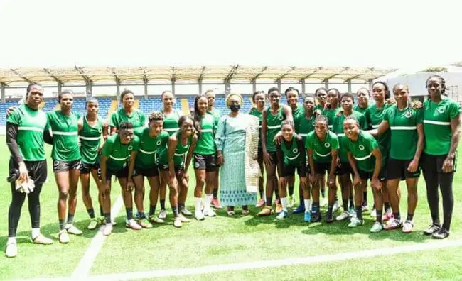 2022 WAFCON Qualifier: Sanwo-Olu's Wife Pumps Falcons’ Spirit Ahead Ghana Clash