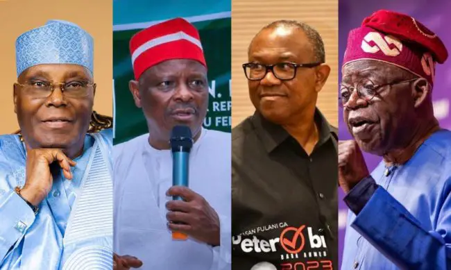 presidential-candidates-in-nigeria-general-election-2023-atiku- abubakar-rabiu-kwankwaso-peter-obi-bola-tinubu-sports-nigerian-politics-dr-segun-odegbami