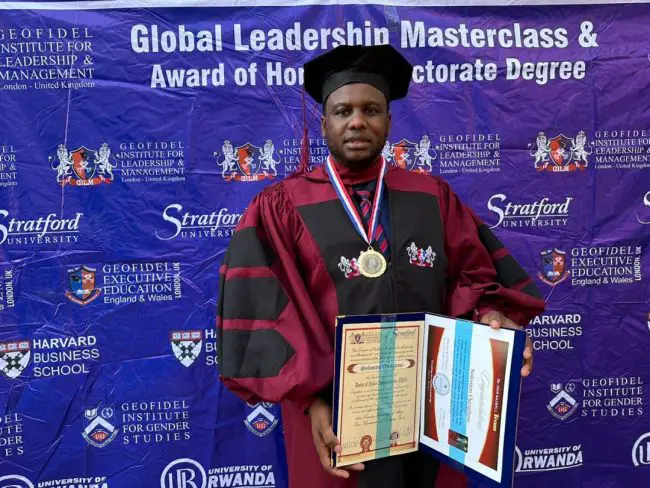 dr-solomon-ojeagbase-geofidel-institute-of-leadership-and-management- stratford-university-london-honorary-doctor-of-philosophy-degree-kwame-nkurumah-award