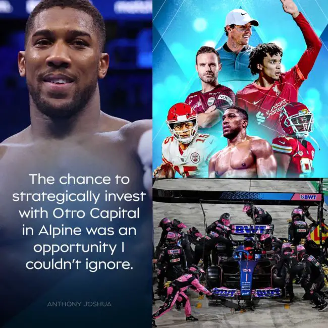 anthony-joshua-alpine-f1-formula-1-trent-alexander-arnold-juan-mata-patrick-mahomes-travis-kelce-rory-mcIlroy-roger-ehrenberg.