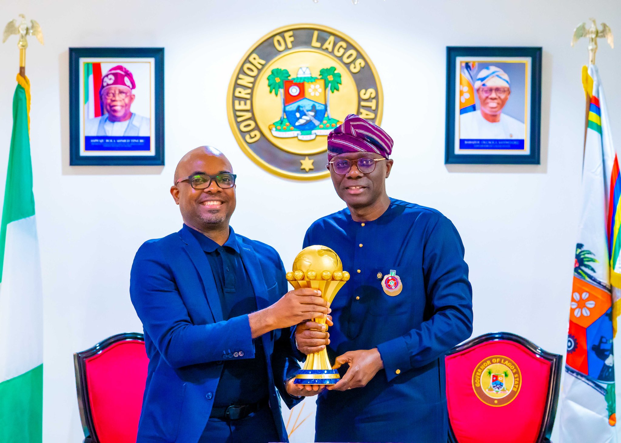 Sanwo-Olu Receives AFCON Trophy, Charges Super Eagles To Go For Title ...