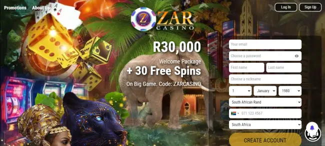 Zar Casino registration