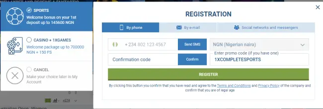 1XBET REGISTRATION USING BONUS CODE