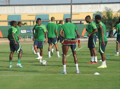 Super Eagles arrive at École Nationale de la Police training pitch in Abidjan on Thursday, January 11