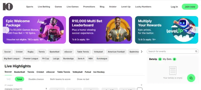 10Bet South Afrca how to deposit