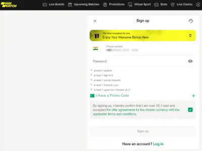 Parimatch Sign up