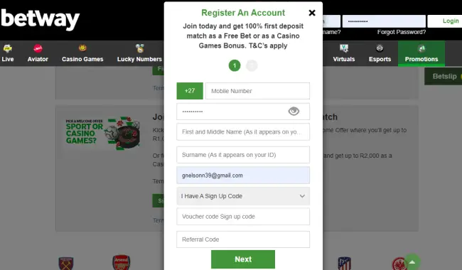 register with betway 