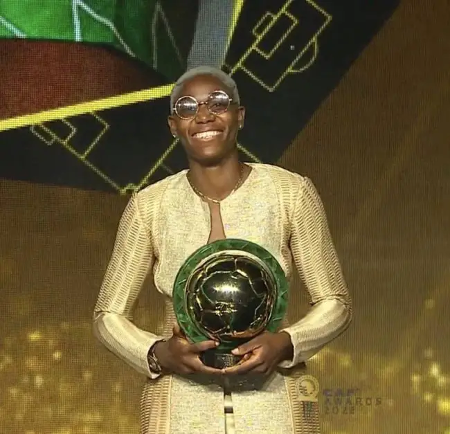 Asisat Oshoala has dedicated her record fifth CAF Women's Player of the Year award to her Super Falcons teammates.