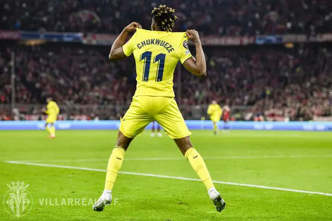 Villarreal Celebrate Chukwueze's 'Decisive Goal' Against Bayern Munich